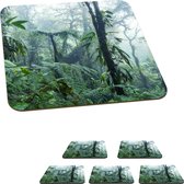 Onderzetters voor glazen - Mistig regenwoud in Costa Rica - 10x10 cm - Glasonderzetters - 6 stuks