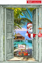 D&C Collection - tuinposter - 65x90 cm - groene deuren santa palm - kerstposter - winterposter - kerstdecoratie