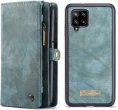 Caseme Samsung Galaxy A12 Vintage Portemonnee Hoesje - Blauw