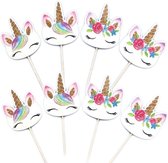 24 cupcake prikkers Unicorn - unicorn - eenhoorn - cupcake - prikkers - cocktail prikkers
