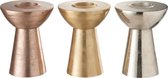Kandelaars - candleholder metal gold/silver/copper assortment of 3 - silver, copper, gold - 12x12x155