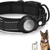 Omeram - Halsband voor honden - Geschikt voor Apple Airtag - GPS voor honden - Lederen - Maat M - Zwart