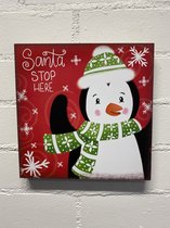 Kerst MDF Decoratiebord - Kerst Pinguin - Christmas - MDF Decoration - 25x25x3 cm