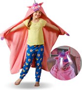 Blanket Yeux Brillants Licorne - Couverture à Capuche Super Douce - Plaid avec Manches - Enfants - Yeux LED inclus