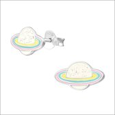 Aramat jewels ® - Zilveren planeet multi kleurig emaille 11x6mm