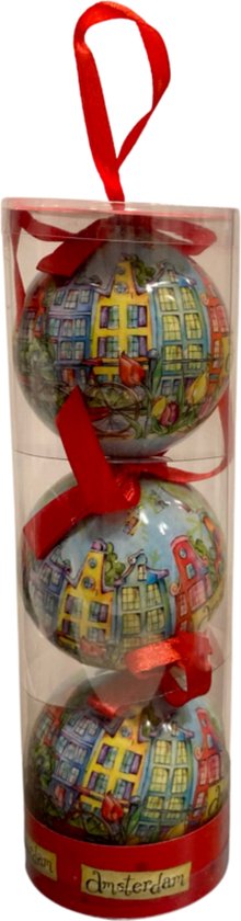 Set de Boules de Noël Amsterdam: Multicolores (3 pièces) - Amsterdam Canal House - Plastique