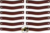 Leren handgrepen - Cognac - 48 stuks - 20,0 x 2,5 cm | incl. 3 kleuren schroeven per leren handgreep