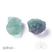 Sattva Rocks | ZELFVERTROUWEN Ruwe Fluoriet Brokjes ±30mm in een velours kado zakje (100 gram)