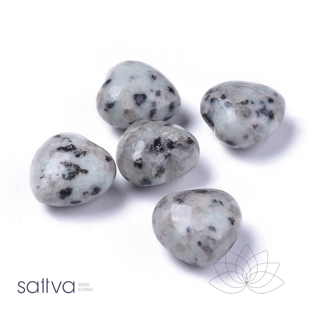 Sattva Rocks | BALANS Kiwi Jaspis / Sesam Jasper hart ±20x20x13mm in kado zakje