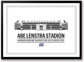 Abe Lenstra stadion poster | wanddecoratie stadion van SC Heerenveen zwart wit poster | Liggend 70 x 50 cm