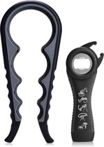 Alles-in-1 | Flesopener | Blikopener | Potopener | Reuma Hulp | Multi Grip Opener | Dopopener | Pottenopener | Schroefdopopener | Multifunctioneel | Zwart