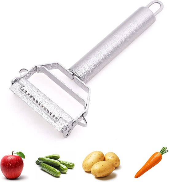 Julienne & Groenteschiller - Roestvrijstalen dunschiller Dubbelzijdig mes Multifunctionele groentesnijder en fruitsnijder Dubbel mes voor keuken