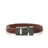 Josh Vintage Heren Armband Leer;Metaal - Bruin