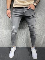 Grijs Skinny Jeans Mannen Gescheurde Jeans Mannelijke 2021 Nieuwe Casual Gat Straat Hip Hop Slanke Denim Broek Man Mode jogger Broek