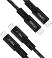 2x MOJOGEAR USB-C naar USB-C kabel 100W USB 3.1 Extra Sterk - 3 meter - Snellader geschikt voor o.a. Smartphones/Telefoons/ iPhone 15 / iPad Pro - Zwart/Donkergrijs [DUOPACK]