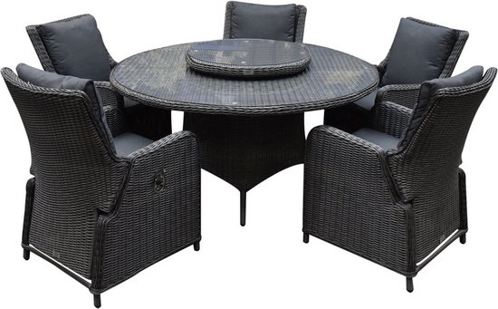 Bilbao Riccione dining tuinset 150 cm rond 7 delig verstelbaar antraciet