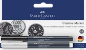 Faber-Castell creatief marker - wit - zwart - op blister - FC-160795