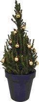 bijSTOX Mini Kerstboom met Verlichting - Sierpot en Kerstballen Goud - 80/90 cm
