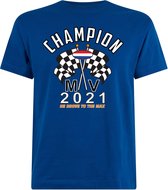 T-shirt blauw Champion MV 2021 | race supporter fan shirt | Formule 1 fan kleding | Max Verstappen / Red Bull racing supporter | wereldkampioen / kampioen | racing souvenir | maat XL