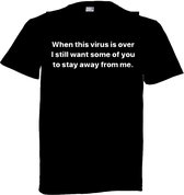 Grappig T-shirt - afstand houden - corona virus - maat L