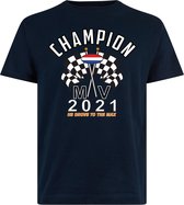 T-shirt navy Champion MV 2021 | race supporter fan shirt | Formule 1 fan kleding | Max Verstappen / Red Bull racing supporter | wereldkampioen / kampioen | racing souvenir | maat 3XL