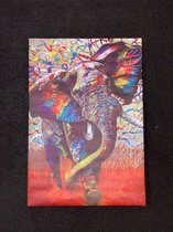 Canvas schilderij - Graffiti Olifant - Wanddecoratie - Poster - 50x70 cm