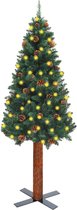 Huis en Tuin Depot Kerstboom Met Led'S En Hout En Dennenappels Smal 180 Cm Groen