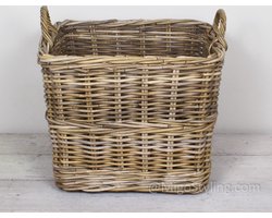 Migo Styling - Houtmand - Met wielen - vierkant - 50x50x50 cm - Riet - Rotan