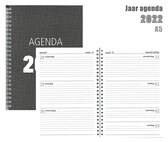 MGPcards - Bureau-agenda 2022 - A5 - Ringband - Spiraal - 7d/2p - Grijs