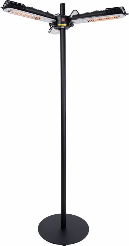 Sunred – Parasol - Bright lijn – Zwart/Zilver – Parasol model - Terrasverwarmer – Halogeen technologie – 2000W – ECO – Opvouwbaar – 3 standen – Elektrische heater – Heater – Parasol heater