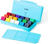 HIMI - Gouache - set van 18 kleuren x 30ml - in kunststof opbergbox blauw
