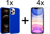 iParadise iPhone 13 Pro hoesje blauw siliconen case hoesjes cover hoes - 4x iPhone 13 Pro screenprotector