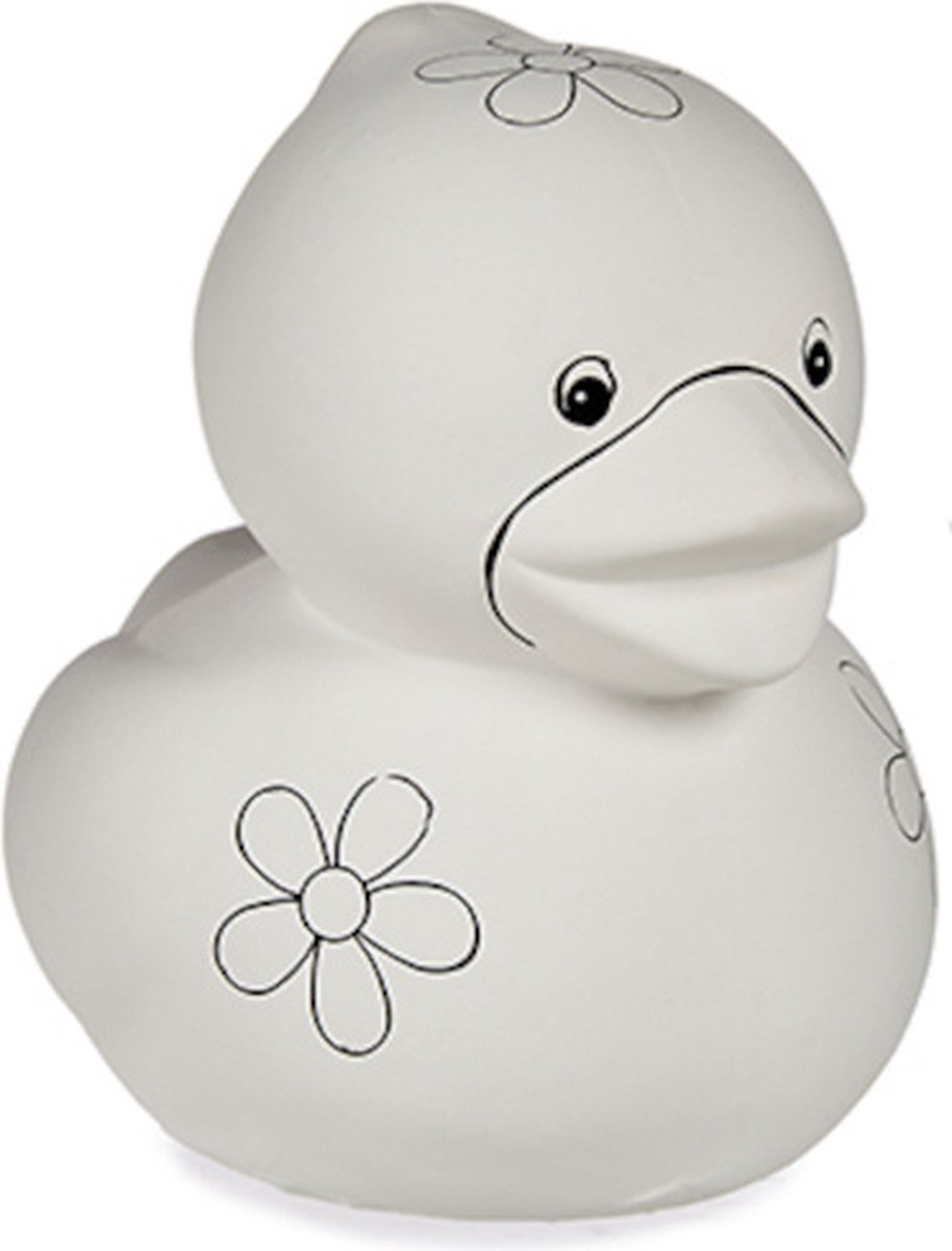 Pincello Schilderspaarpot Eend Junior 16 X 20 Cm Keramiek Wit