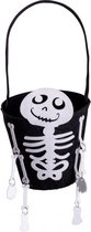 Carnival Toys Tasje Skeleton Junior 30 Cm Vilt Zwart/wit