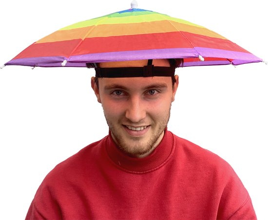 Hoofdparaplu – paraplu opvouwbaar – zonbescherming - zonneklep - gay pride - festival - pride regenboog