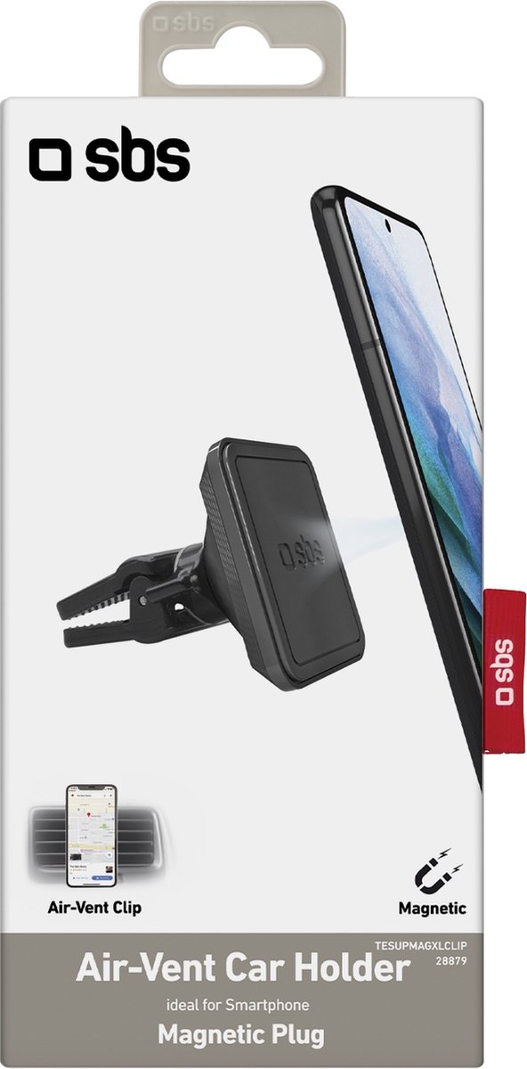 SBS XL Ventilatierooster Telefoonhouder Auto met Magneet - Zwart
