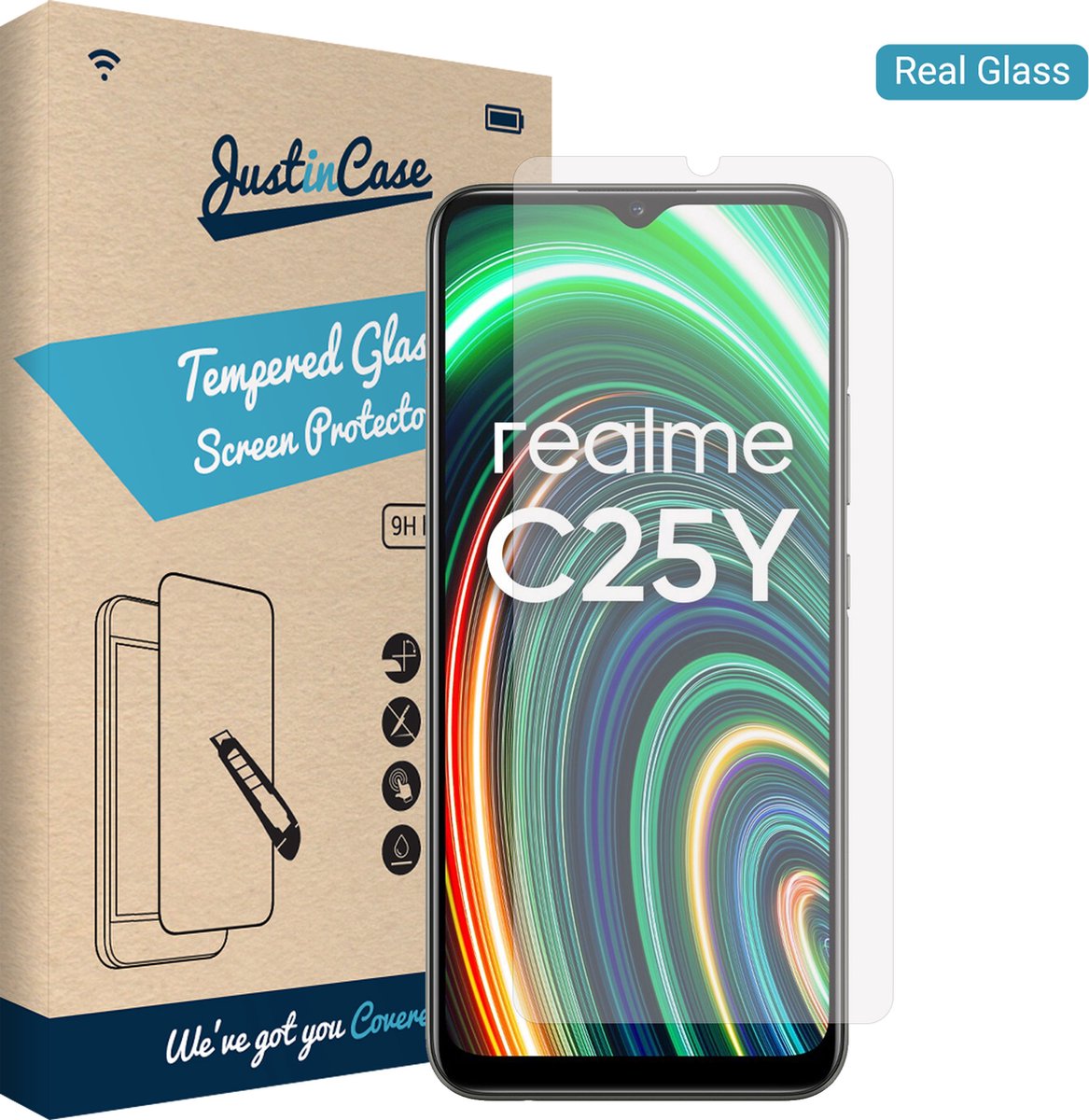 Just in Case screenprotector geschikt voor Realme C25Y - Screenprotector Gehard Glas