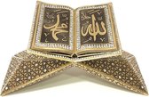 Islamitische Decoratie Rahle Kuran Allah & Muhammed Goud