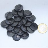 100 Stuks KNOPEN op Voetje, Maat 20MM, Deels Metaal, Deels polyester, Kleur ZWART