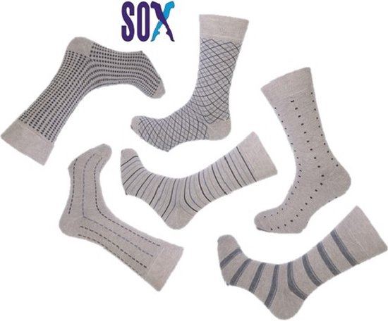 CRAZY SOX 6 PACK Multipack Heren Beige Classic 40/46 in katoen en zonder teennaad