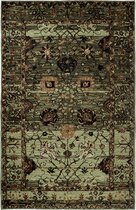Vintage Laagpolig Vloerkleed "Hunter" - Perzisch Tapijt met Oosterse motieven in de kleur Groen/Terracotta 200x290 cm