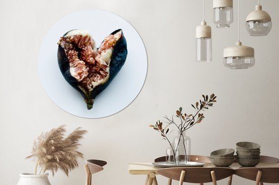 Une figue écrasée mais belle sur fond blanc en forme de coeur Assiette ronde en plastique ⌀ 150 cm XXL / Groot format!