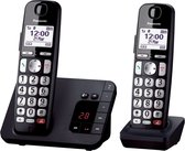 Panasonic KX-TGE262NLB senioren DECT-telefoon duo met antwoordapparaat Nummerherkenning Zwart