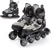 Meteor - 2in1 Invert skeelers/inlineskate/schaatsen zwart/ grijs maat: 38-41 verstelbaar
