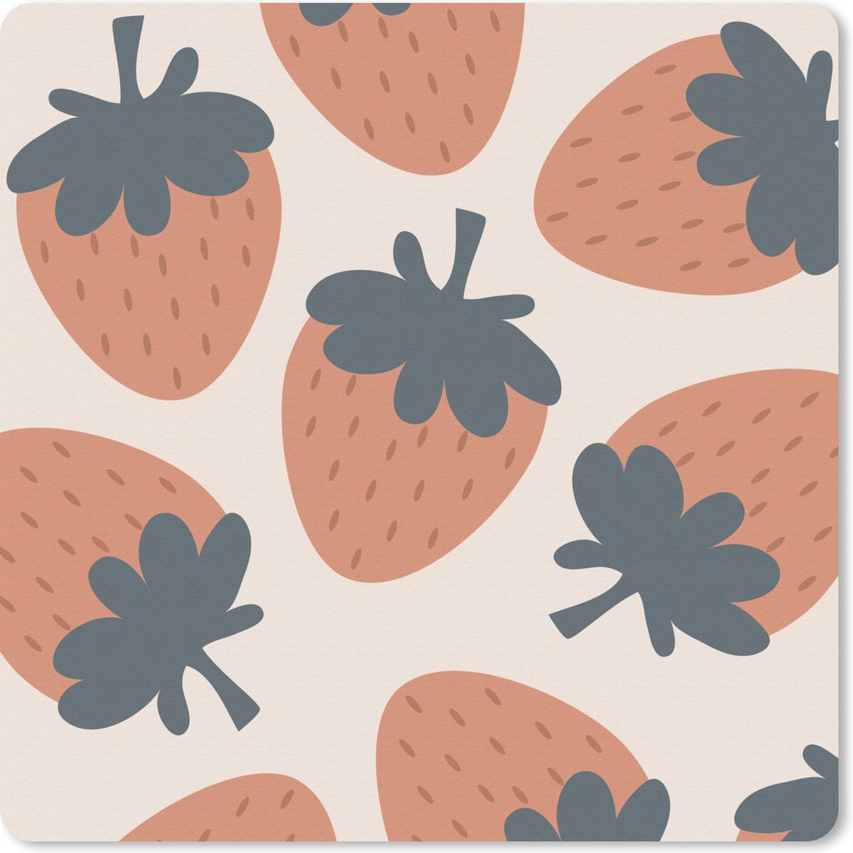 Muismat 20x20 cm - Mousepad Fruit - Pastel - Aardbei - Patronen - Muismatten