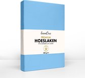 Loom One Premium Hoeslaken – 97% Jersey Katoen / 3% Lycra – 200x220 cm – tot 35cm matrasdikte– 200 g/m² – voor Boxspring-Waterbed -Lichtblauw