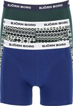 Björn Borg boxershorts Essential  (3-pack) - heren boxers normale lengte - groen - blauw en print -  Maat: S