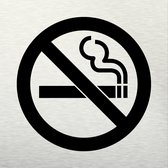 Pictogram Verboden te roken - aluminum rvs look - deurbordje - 10 x 10 cm - zelfklevend - vierkant