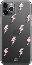 Thunder Pink - iPhone Transparant Case - Transparant hoesje geschikt voor de iPhone 12 Pro Max hoesje - Doorzichtig hoesje geschikt voor iPhone 12 Pro Max case - Shockproof hoesje