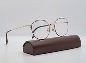 Leesbril +2.5 / grijze halfbril van metalen frame / metalen veerscharnier / bril op sterkte +2,5 / unisex leesbril met brillenkoker en microvezeldoekje / dames en heren leesbril /